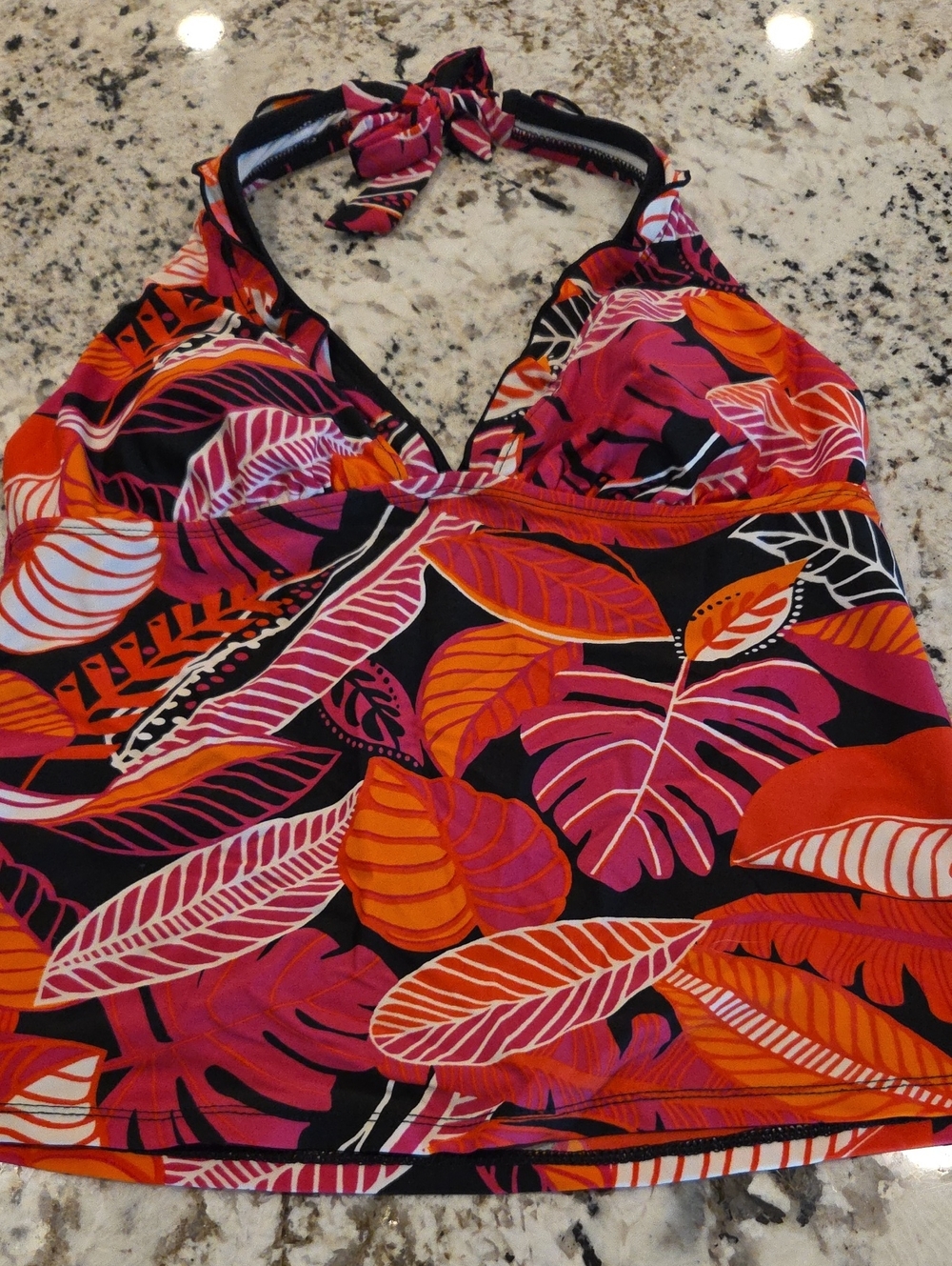 Merona Black Swimsuit with Pink and Orange Accents